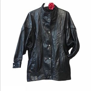 Y2K JACKET GLAMPIER XL BLACK LEATHER Ragland sleeves Trending 2023